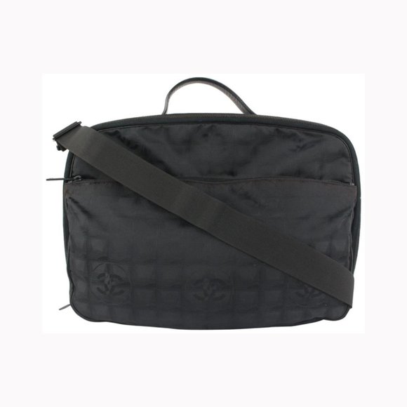 Chanel Black New Line Suitcase Messenger Luggage 93ca10 - Picture 1 of 12